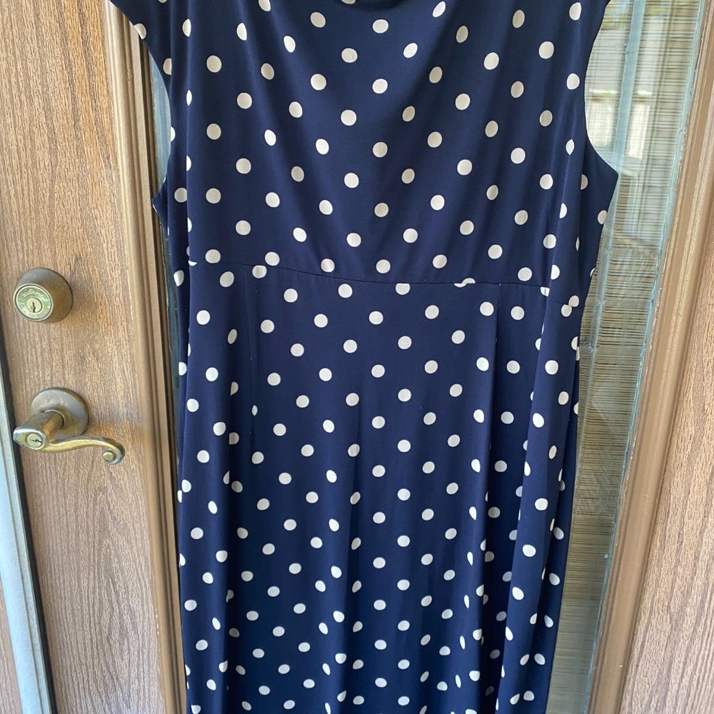 Navy polka-dot dress. Size 20W. - Picture 2 of 4